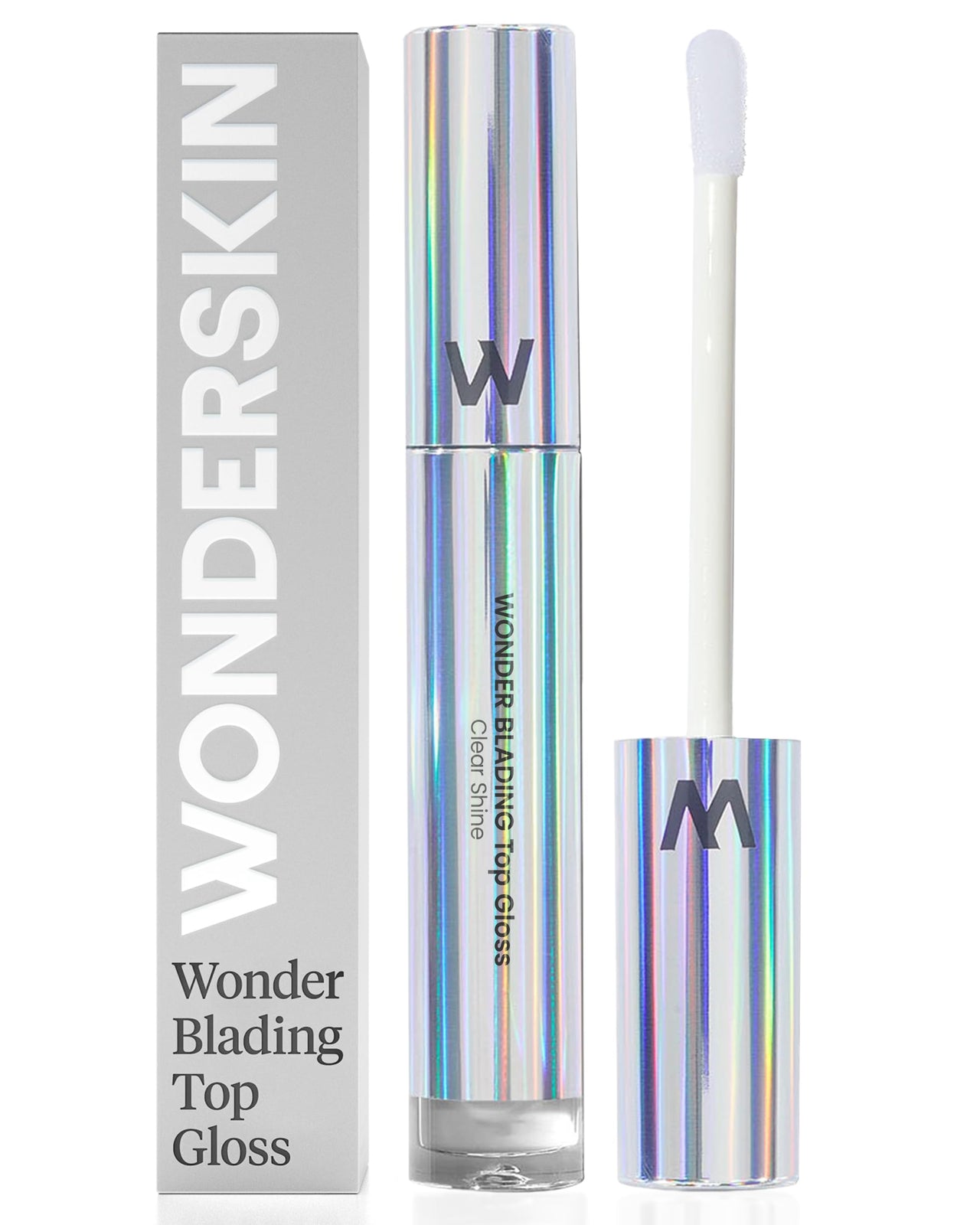 Wonderskin Lip Gloss Blading Top Gloss, Clear Glitter Lip Gloss, Hydrating and High Shine Finish Lip Makeup (Clear Shine)