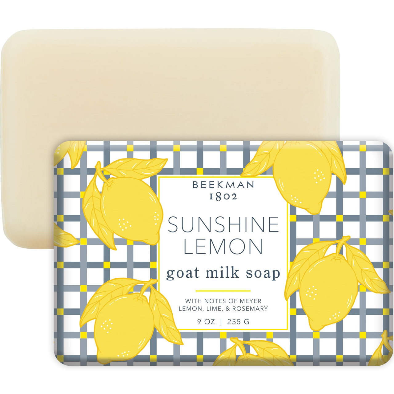 Beekman 1802 Goat Milk Soap – Moisturizing Hand & Body Soap Bar with Shea Butter & Botanical Oils, Triple-Milled, Non-Drying, Made for Sensitive Skin, Sunshine Lemon 9 oz