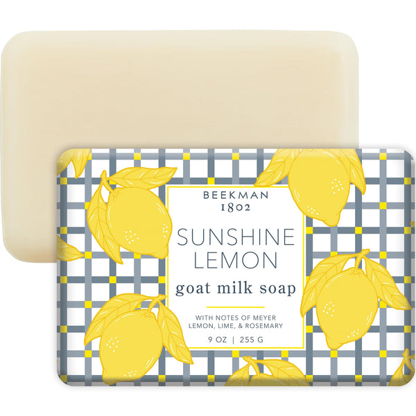 Beekman 1802 Goat Milk Soap – Moisturizing Hand & Body Soap Bar with Shea Butter & Botanical Oils, Triple-Milled, Non-Drying, Made for Sensitive Skin, Sunshine Lemon 9 oz