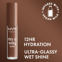Thumbnail for NYX PROFESSIONAL MAKEUP This Is Milky Gloss, Vegan Lip Gloss, 12 Hour Hydration - Milk The Coco (Chocolate Brown)