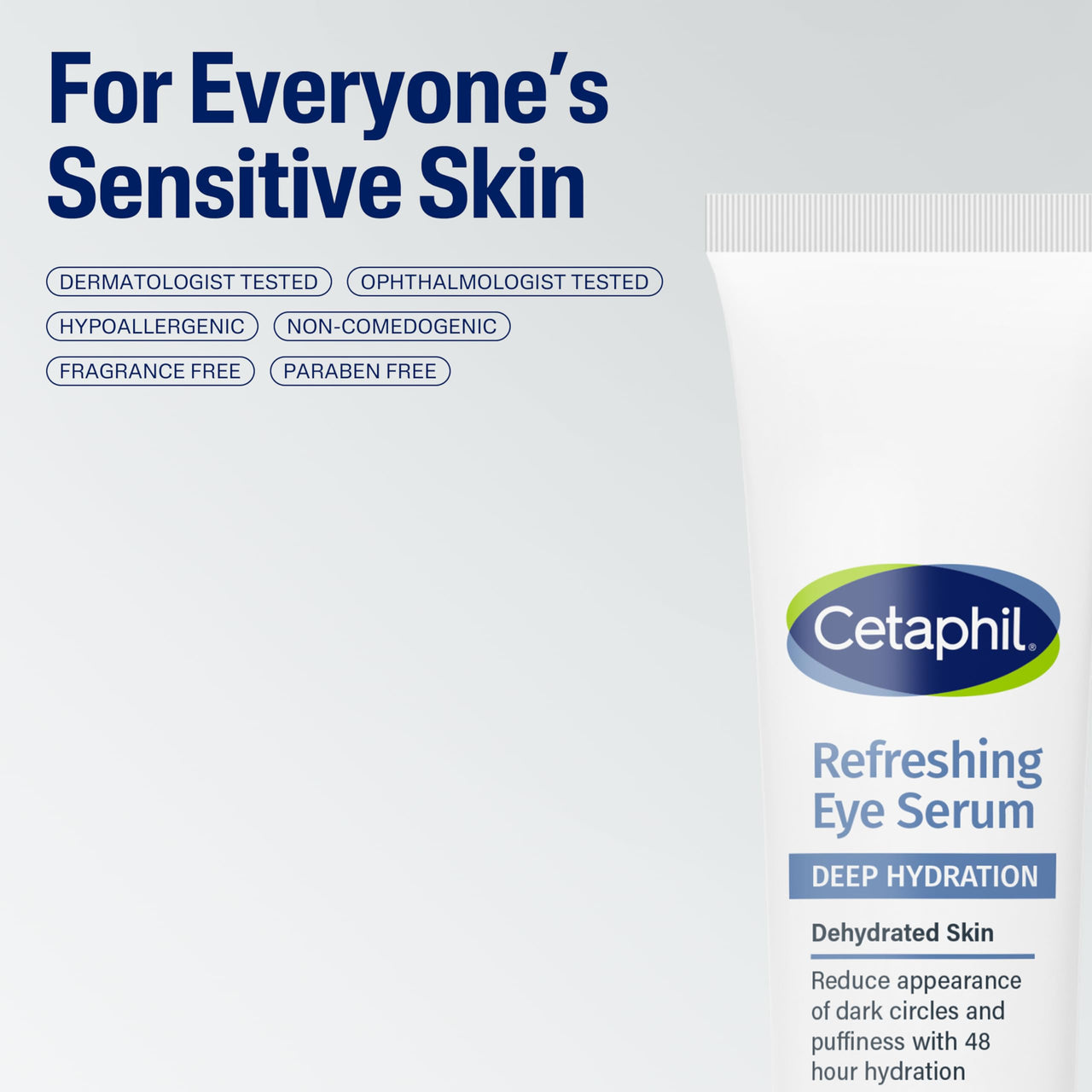 CETAPHIL Deep Hydration Refreshing Eye Serum, 0.5 fl oz, 48Hr Hydrating Under Eye Cream to Reduce the Appearance of Dark Circles, With Hyaluronic Acid, Vitamin E & B5 (Packaging May Vary)