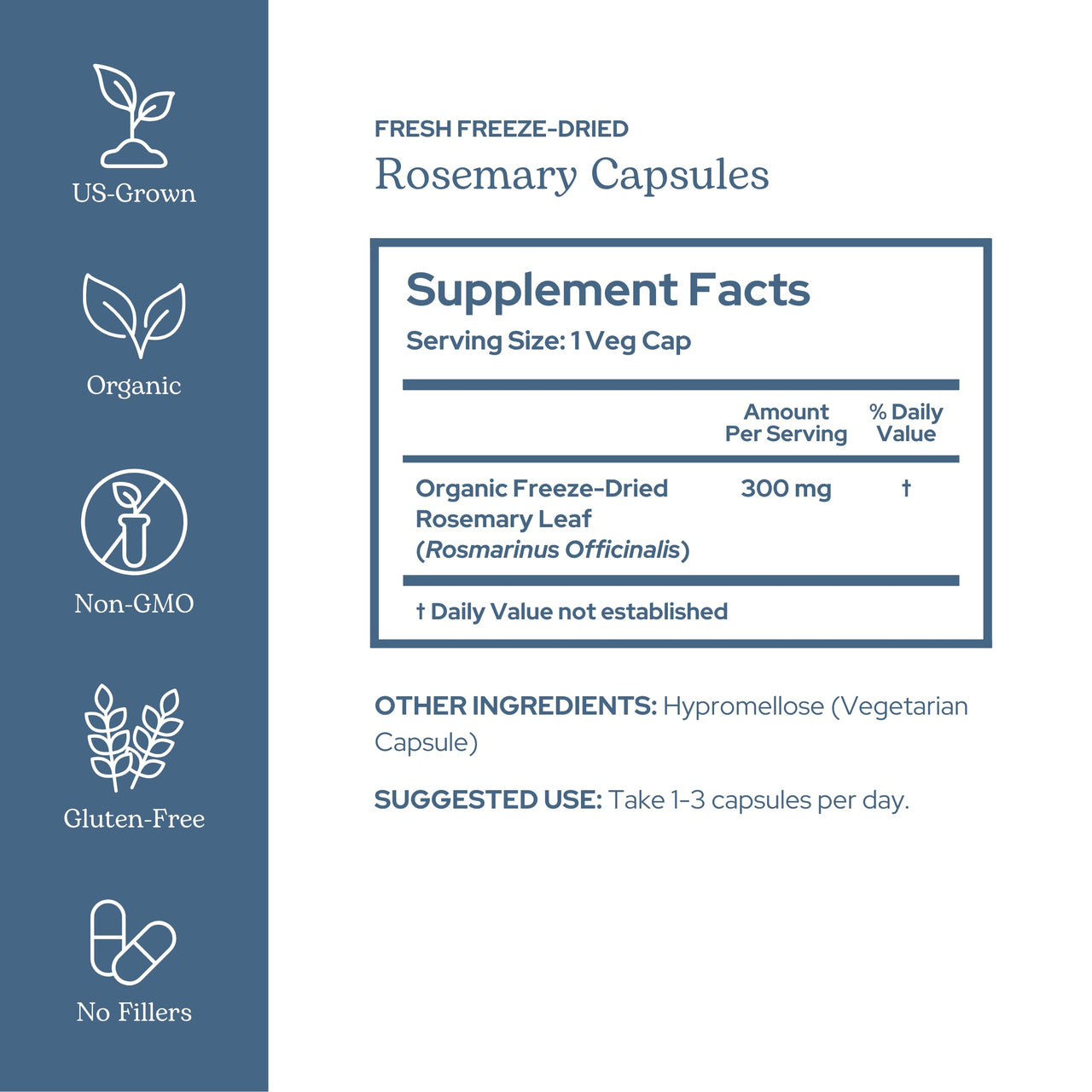 Eclectic Herb - Rosemary Capsules | Cognitive Support, Memory & Brain Health | Mood Support | Herbal Supplement | Vegan, Non-GMO, Gluten Free, Freeze-Dried (90 CT | 300 mg)