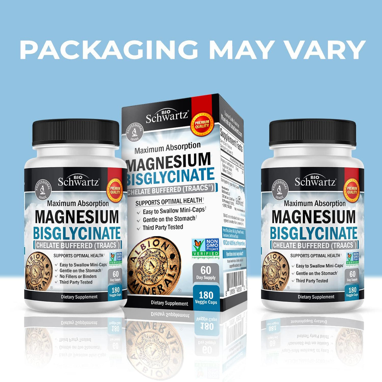 Magnesium Bisglycinate Chelated Supplement - High Absorption Magnesium Glycinate Supplement for Women and Men - Sleep, Muscle, Bone & Joint Support - Non-GMO, Non-Laxative Chelate - 180 Capsules
