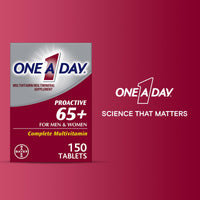 Thumbnail for One A Day Proactive 65+, Mens & Womens Multivitamin, Supplement with Vitamin A, C, D, and Zinc to Support Bone Health & Cell Health, Calcium, Folic Acid, Tablet 150 Count