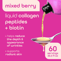 Thumbnail for Zena Nutrition Liquid Collagen for Women & Men (Type 1 & 3) & 5000mcg Biotin, 2500mg Verisol Bioactive Collagen Peptides, Hair, Skin, Nail Supplement, Mixed Berry Colageno, 60 Servings, 20.3 fl oz
