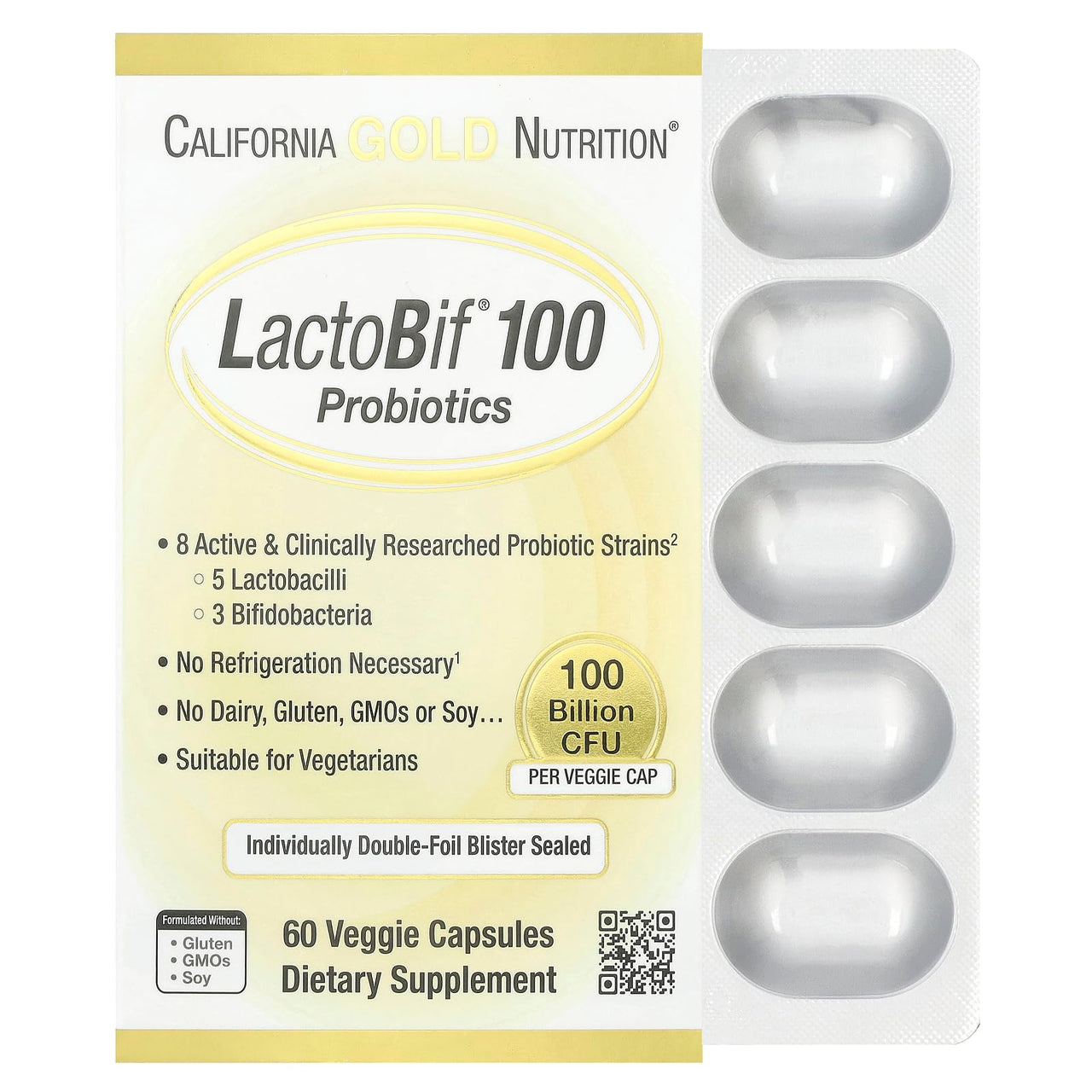 100 Billion CFU Probiotics, 60 Veggie Capsules by California Gold Nutrition