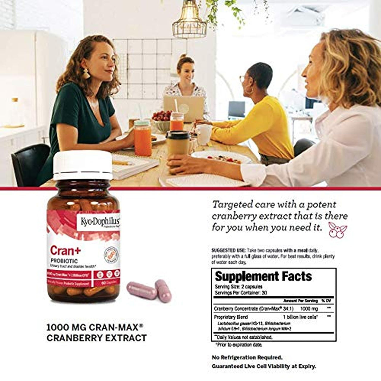Kyolic Kyo-Dophilus Cran+ Probiotic, Urinary Tract and Bladder Health*, 60 Capsules