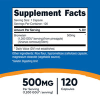 Thumbnail for Nutricost Bromelain 500mg, 120 Vegetarian Capsules - Bromelain (1200 GDU), Non-GMO, Gluten Free