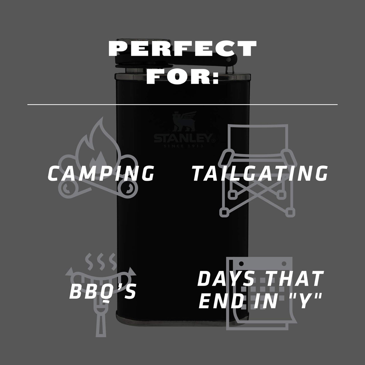 Stanley Classic Easy Fill Wide Mouth Flask 8 oz | Leakproof Hip Flask | Hinge Connected Never Lose Cap | Insulated Stainless Steel Liquor Container | BPA-Free | Matte Black