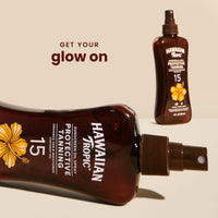 Thumbnail for Hawaiian Tropic Protective Tanning Oil Spray Sunscreen SPF 15, 8oz | Tanning Sunscreen, Oxybenzone-Free, 8oz