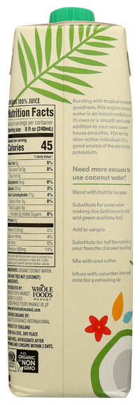 Thumbnail for 365 by Whole Foods Market, Organic Coconut Water, 100% Pulp-Free Juice, 33.8 Fl Oz