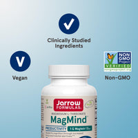 Thumbnail for Jarrow Formulas Magnesium L-Threonate, MagMind Productivity, High Absorption Magnesium, Brain Supplements for Memory and Focus, 60 Veggie Capsules, Up to a 30 Day Supply
