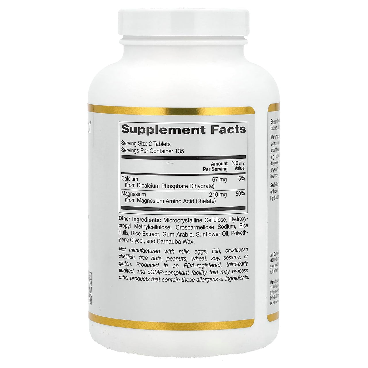 California Gold Nutrition Magnesium Chelate with Calcium, 270 Tablets