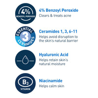 Thumbnail for CeraVe Acne Foaming Cream Cleanser, 4% Benzoyl Peroxide Face Wash With Hyaluronic Acid, Niacinamide & Ceramides, Gentle Daily Acne Treatment For Face