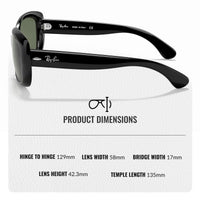 Thumbnail for Ray-Ban RB4101 Jackie Ohh Butterfly Shape Sunglasses With Eyewear Kit Bundle - High Bridge Fit - Ideal Formal and Casual Eyewear - Beach Sunglasses