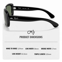 Thumbnail for Ray-Ban RB4101 JACKIE OHH Butterfly Shaped Non-Polarized Sunglasses for Women – Includes Official RAYBAN Eyewear Kit – Ideal Formal & Casual Wear Sunglasses – Dark Green Lens