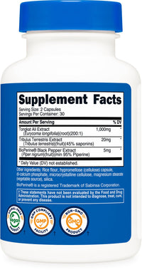 Thumbnail for Nutricost Tongkat Ali 1,000mg 60 Capsules - with Tribulus Terrestris and BioPerine, Vegetarian Caps, Non-GMO, Gluten Free, Potent Extract
