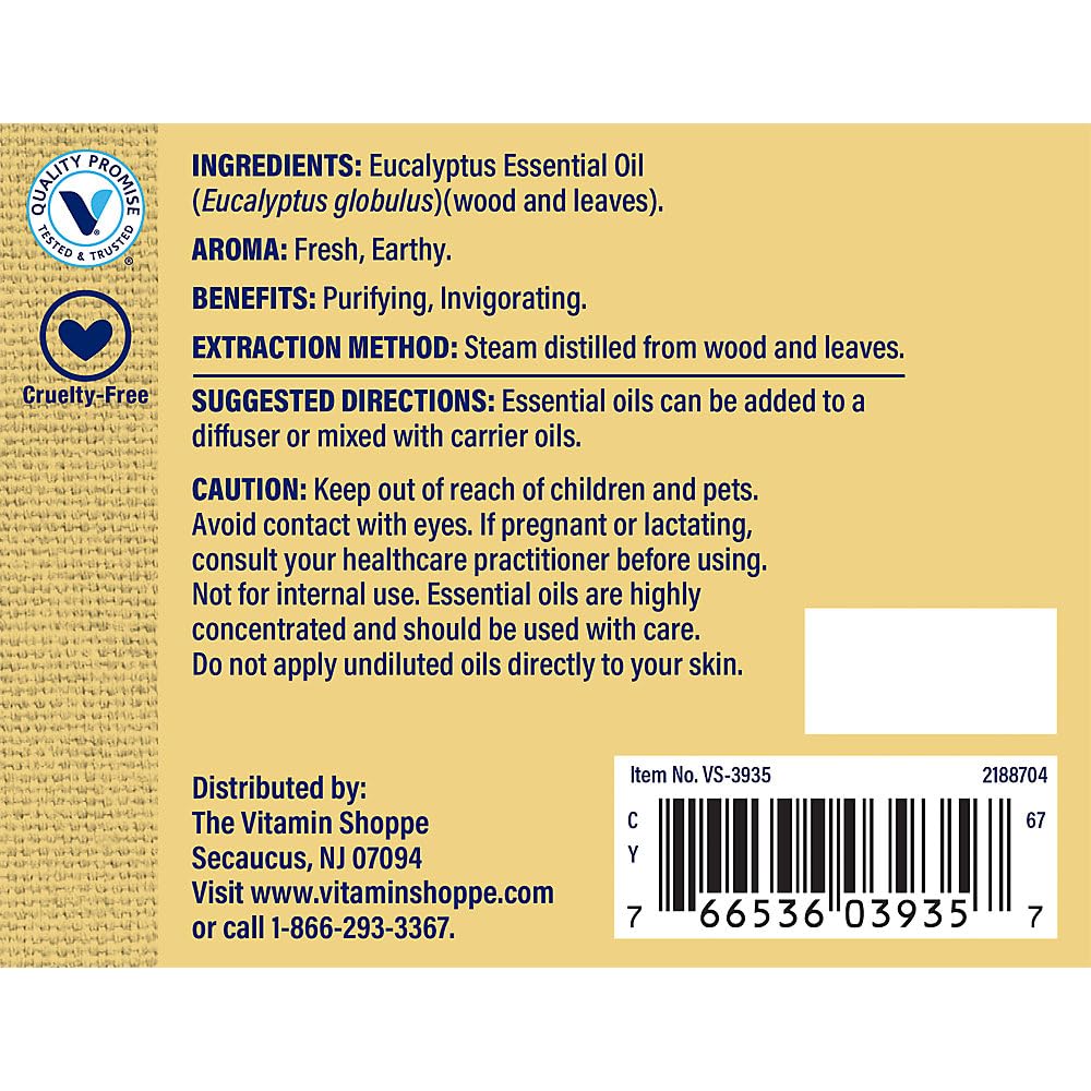 The Vitamin Shoppe Eucalyptus 100% Pure Essential Oil Purifying