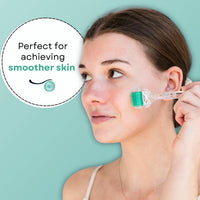 Thumbnail for FolliRoll Derma Roller for HAIR and SKIN - for Face and Scalp Derma Stamp, 192 Titanium Individual Microneedles | FREE Storage Case | for Men and Women (Green, 0.30mm)