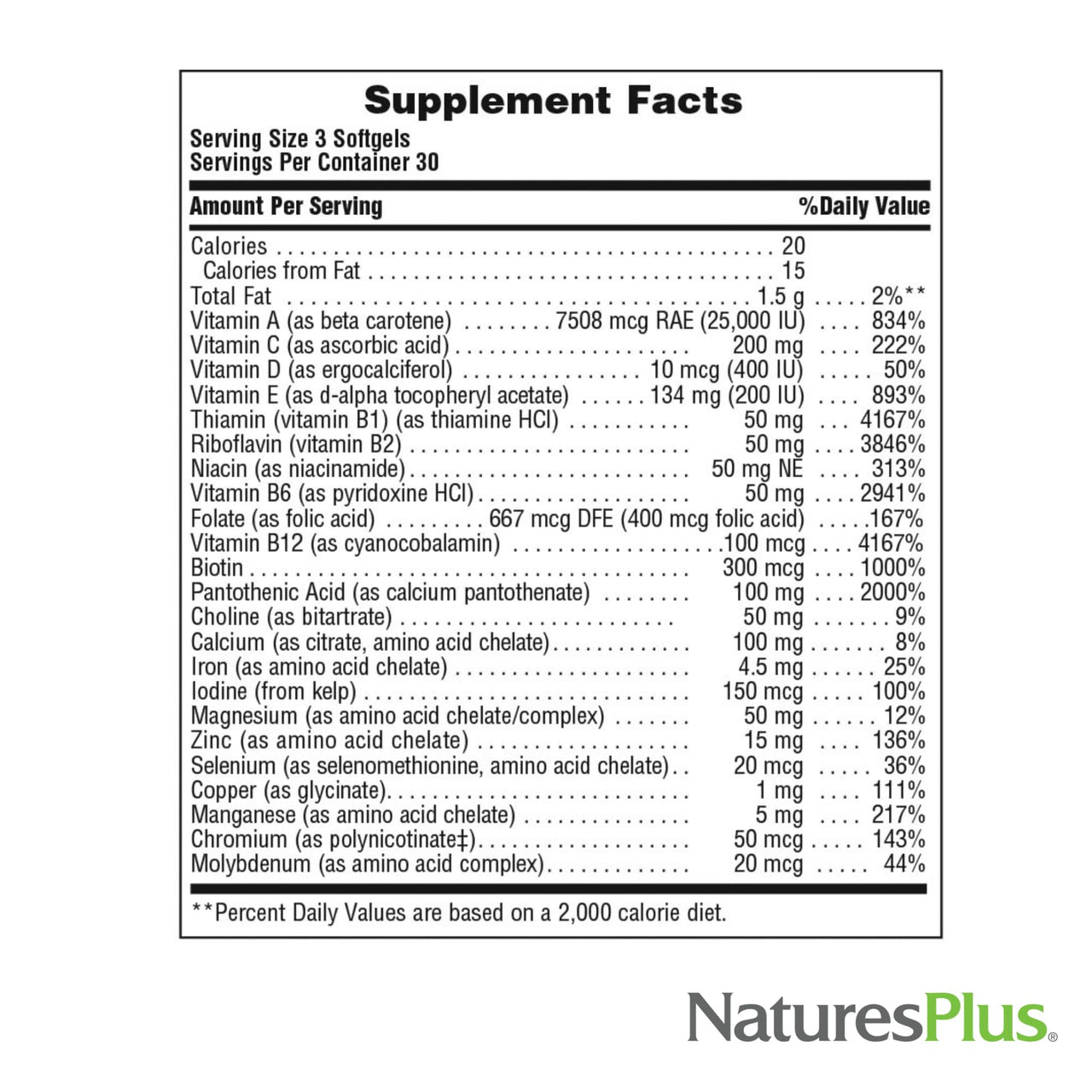 NaturesPlus Regeneration - 90 Softgels - Multi-Vitamin & Mineral Supplement with Botanical Extracts & Antioxidants - Gluten Free - 30 Total Servings
