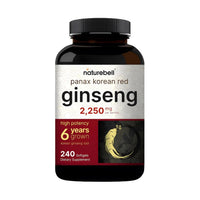 Thumbnail for NatureBell Panax Korean Red Ginseng - 240 Softgels - 2,250mg High Strength Herbal Vitality Support* - Standardized 10% Ginsenosides from Six-Year-Old Ginseng Root - Energy & Immune Support*