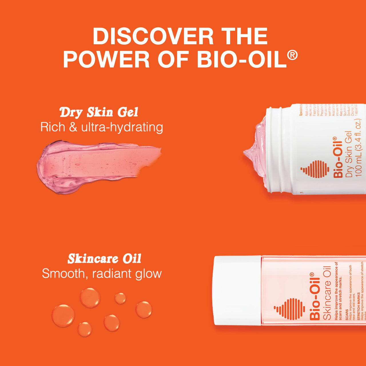 Bio-Oil Travel Skincare Bundle for Scars, Stretch Marks, and Dry Skin, Includes Skin Care Oil (2 oz) and Dry Skin Gel (1.7 oz)