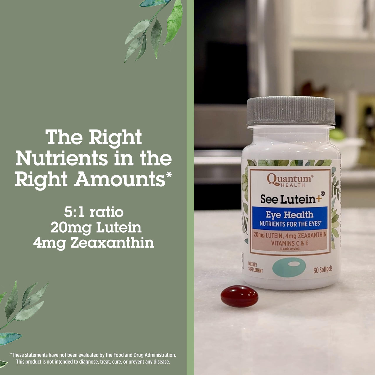 Quantum Health See Lutein+, Lutein & Zeaxanthin Eye Supplement, with Eye Vitamins C and E, Helps Maintain Overall Eye Health - 30 Softgels, 30-Day Supply