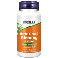 Thumbnail for NOW Foods Supplements, American Ginseng (Panax quinquefolius) 500 mg, Herbal Supplement, 100 Veg Capsules