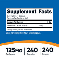 Thumbnail for Nutricost Ox Bile Capsules 125mg, 240 Capsules - Non-GMO