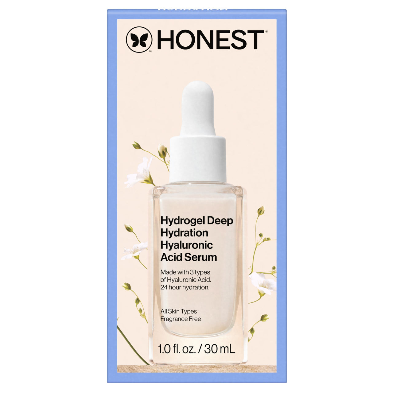 Honest Beauty Hydrogel Deep Hydration Hyaluronic Acid Serum, Moisturizes Plumps, Hypoallergenic, Fragrance-Free, Vegan, Gentle for Sensitive Skin, 1 fl oz