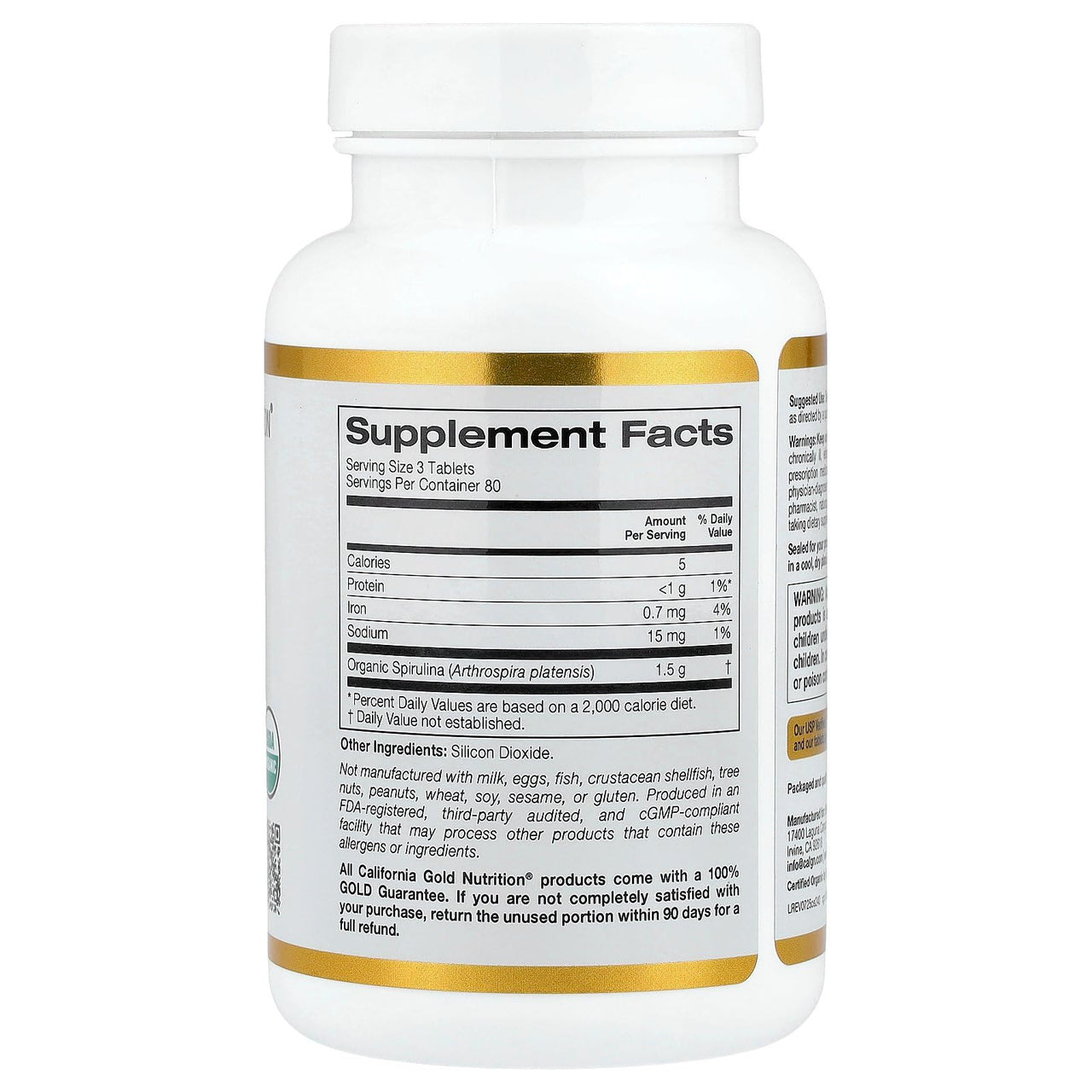 Organic Spirulina Supplement by California Gold Nutrition, Featuring a Green Superfood with Antioxidants, Vegan Friendly, Gluten Free, Non-GMO, 500 mg, 240 Tablets