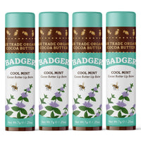 Thumbnail for Badger Cool Mint Cocoa Butter Lip Balm, Long Lasting Hydrating Lip Care, 100% Organic Lip Balm, Large Size Stick, 4-pack