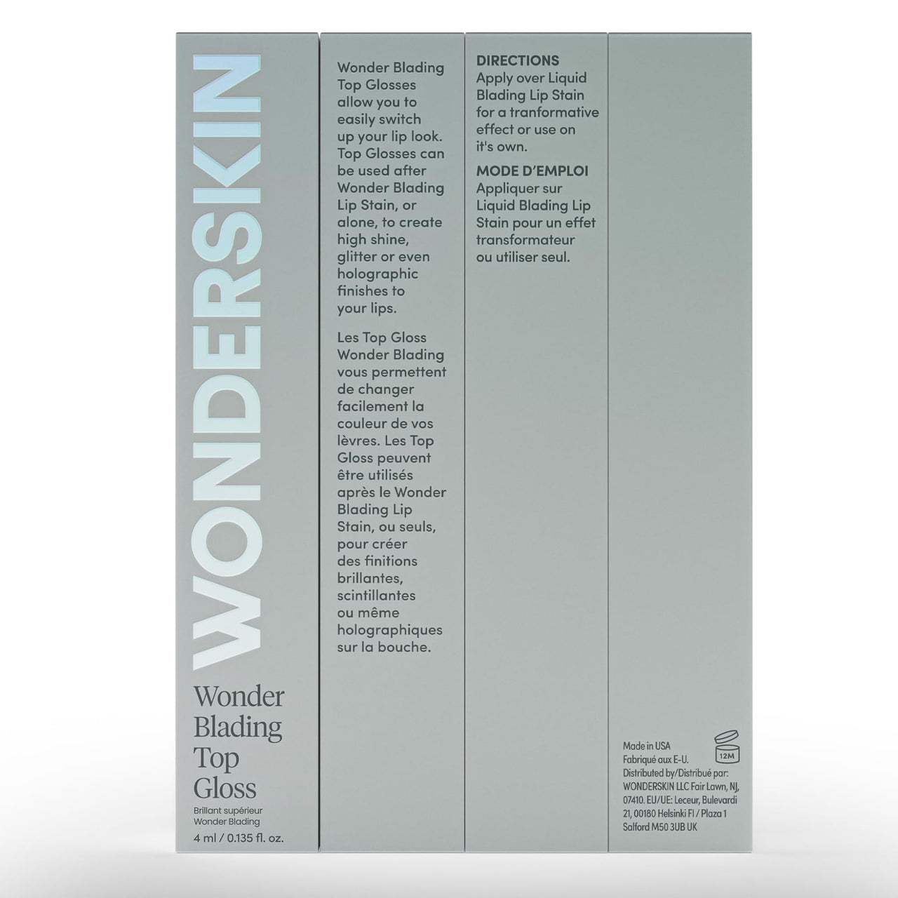 Wonderskin WONDER BLADING Top Gloss - Blue Glitter Lip Gloss, Hydrating and High Shine Finish Lip Makeup (Blue Glitter)