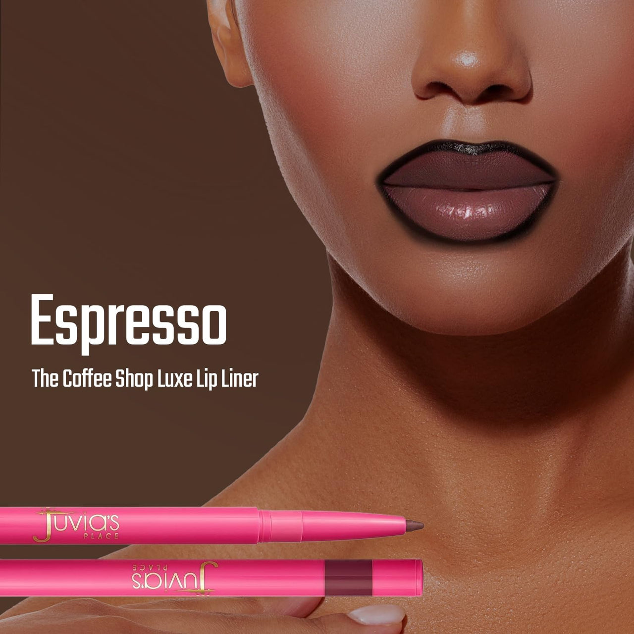 Juvia's Place Coffee Shop Luxe Lip Liner - Espresso - Colorstay Matte Finish Lip Pencil, Makeup for Natural Long Lasting Beauty and Sensational Wear, Lip Stain Kiss Proof Cometics