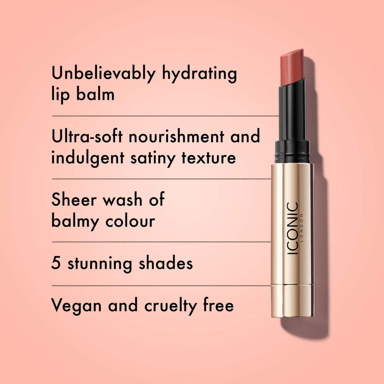 ICONIC LONDON Melting Touch Lip Balm | Hydrating Lip Balm, Non Sticky, Sheer Wash of Colour, Cruelty Free, Vegan Makeup (Sitting Pretty) 0.10 Fl oz
