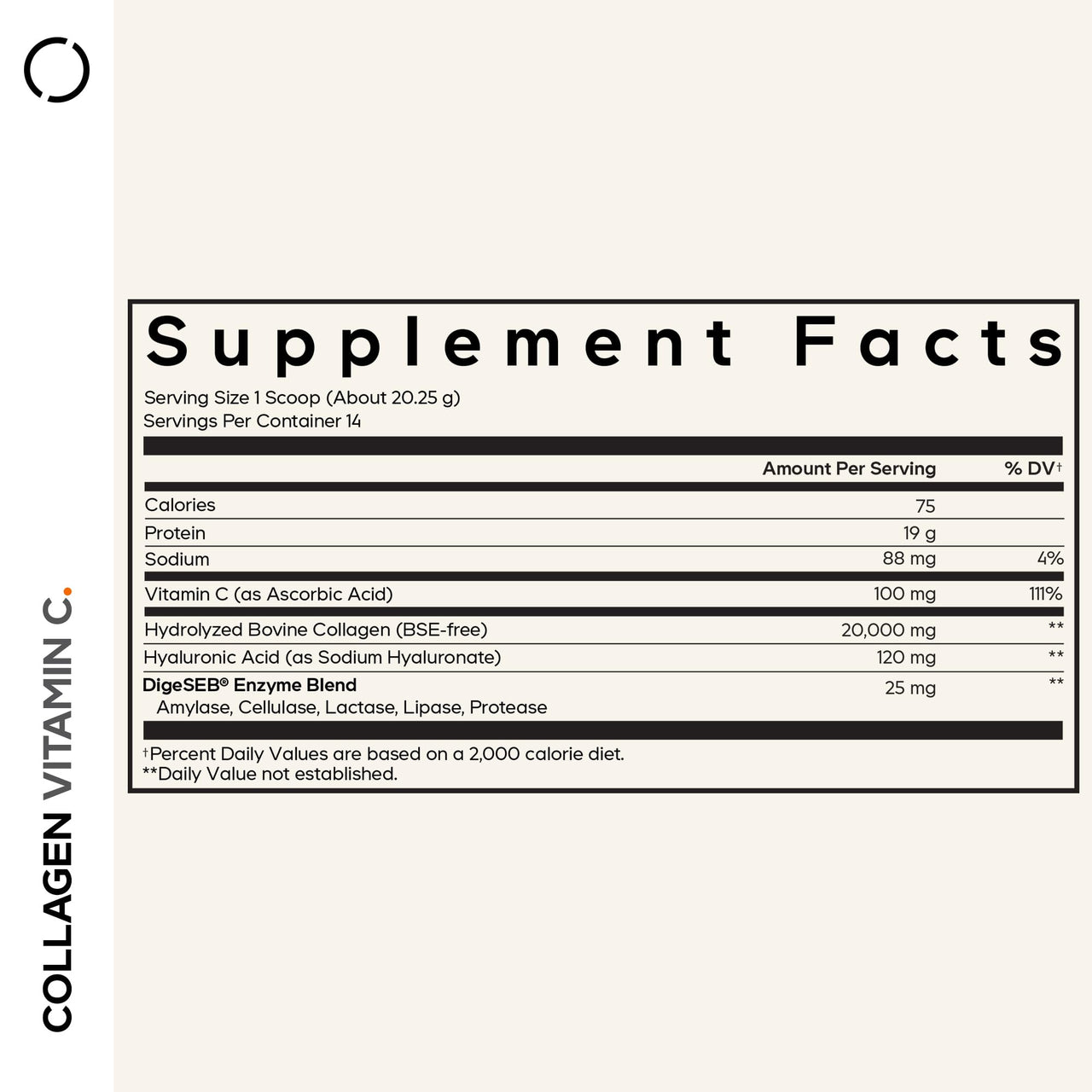 Codeage Collagen Peptides Powder + Vitamin C - 20g Grass-Fed Collagen Per Serving - Digestive Enzymes, Hyaluronic Acid, 18 Amino Acids - Hydrolyzed Collagen Protein - Non-GMO, Unflavored - 9.98 oz