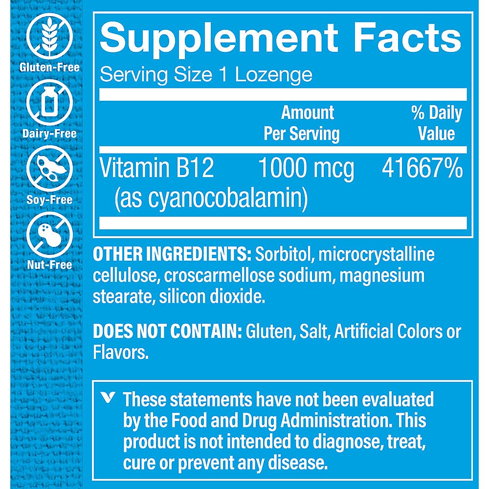 The Vitamin Shoppe Vitamin B12 1,000MCG - Energy Production, Nervous System & Red Blood Cell Support, Daily B Vitamin