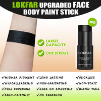 Thumbnail for LOKFAR White Face Body Paint Stick, Eye Black Stick for Sports, Waterproof Full-Coverage White Foundation Face Makeup for Halloween Zombie Clown Vampire Skeleton Skull Joker Goth Cosplay Makeup