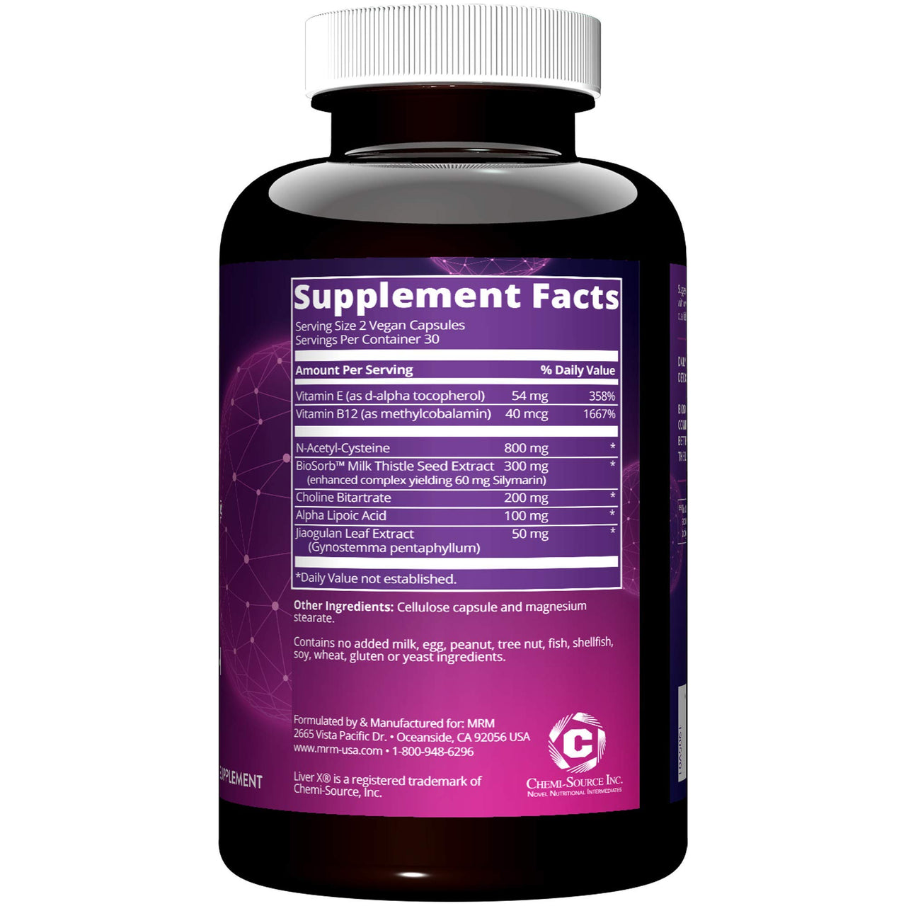 MRM Nutrition Liver X - Vegan Liver Support with Milk Thistle, N‑Acetyl Cysteine, Alpha‑Lipoic Acid, B-Vitamins & Jiaogulan, Natural Wellness Support for Women & Men, Gluten‑Free - 30 Servings