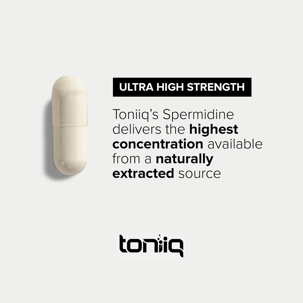 Toniiq Ultra Concentrated 500mg Spermidine Supplements for Men and Women - Non-Synthetic Spermidine Standardized to No Less Than 1% - 5mg per Serving Rice Germ Extract
