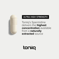 Thumbnail for Toniiq Ultra Concentrated 500mg Spermidine Supplements for Men and Women - Non-Synthetic Spermidine Standardized to No Less Than 1% - 5mg per Serving Rice Germ Extract