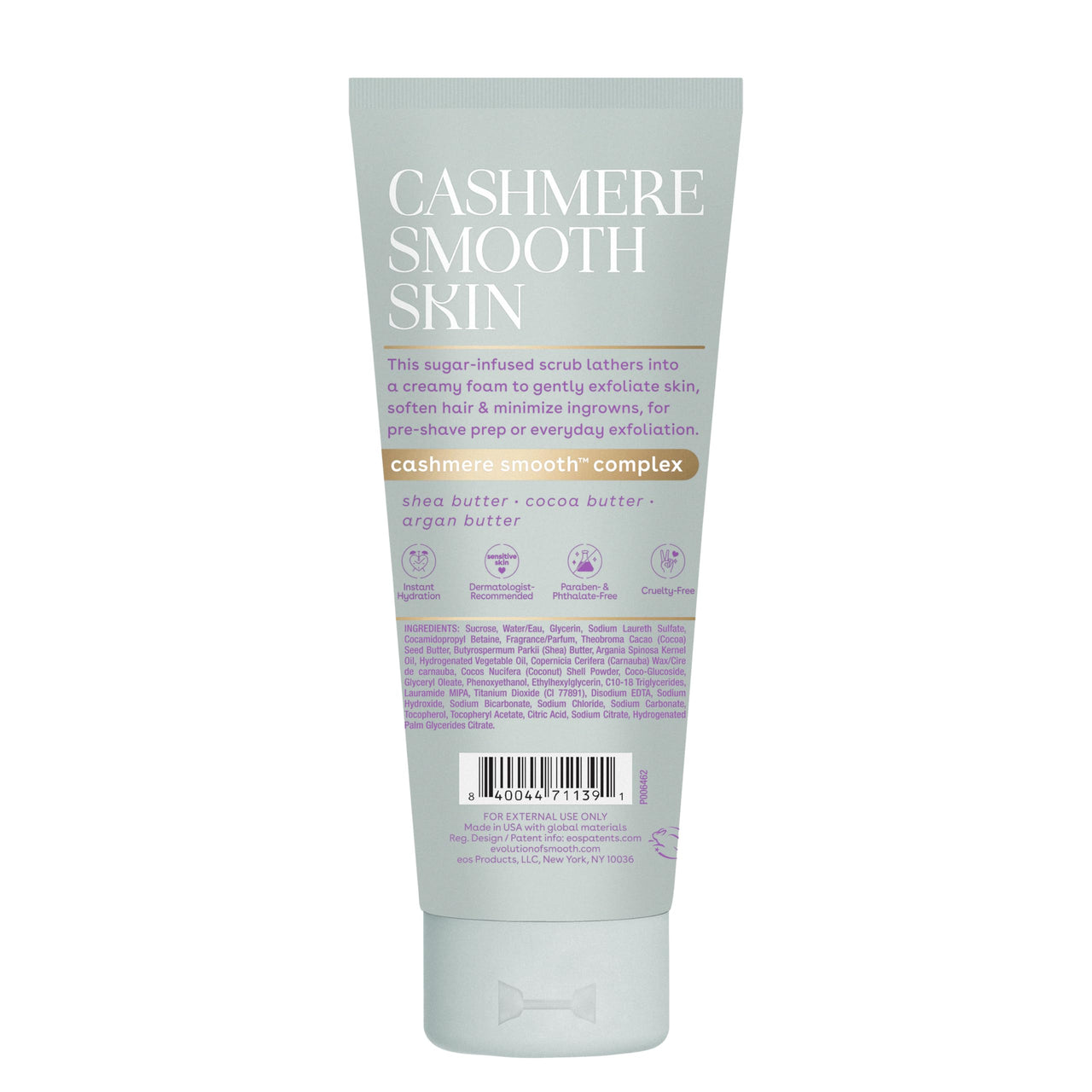eos Cashmere Skin Collection Pre-Shave Scrub- Vanilla Cashmere, Exfoliating Body Scrub, Vanilla Body Scrub, Hydrating, Shea Sugar, 7 fl oz