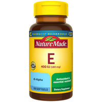 Thumbnail for Nature Made Vitamin E 180 mg (400 IU) dl-Alpha, Dietary Supplement for Antioxidant and Skin Support, 100 Softgels, 100 Day Supply