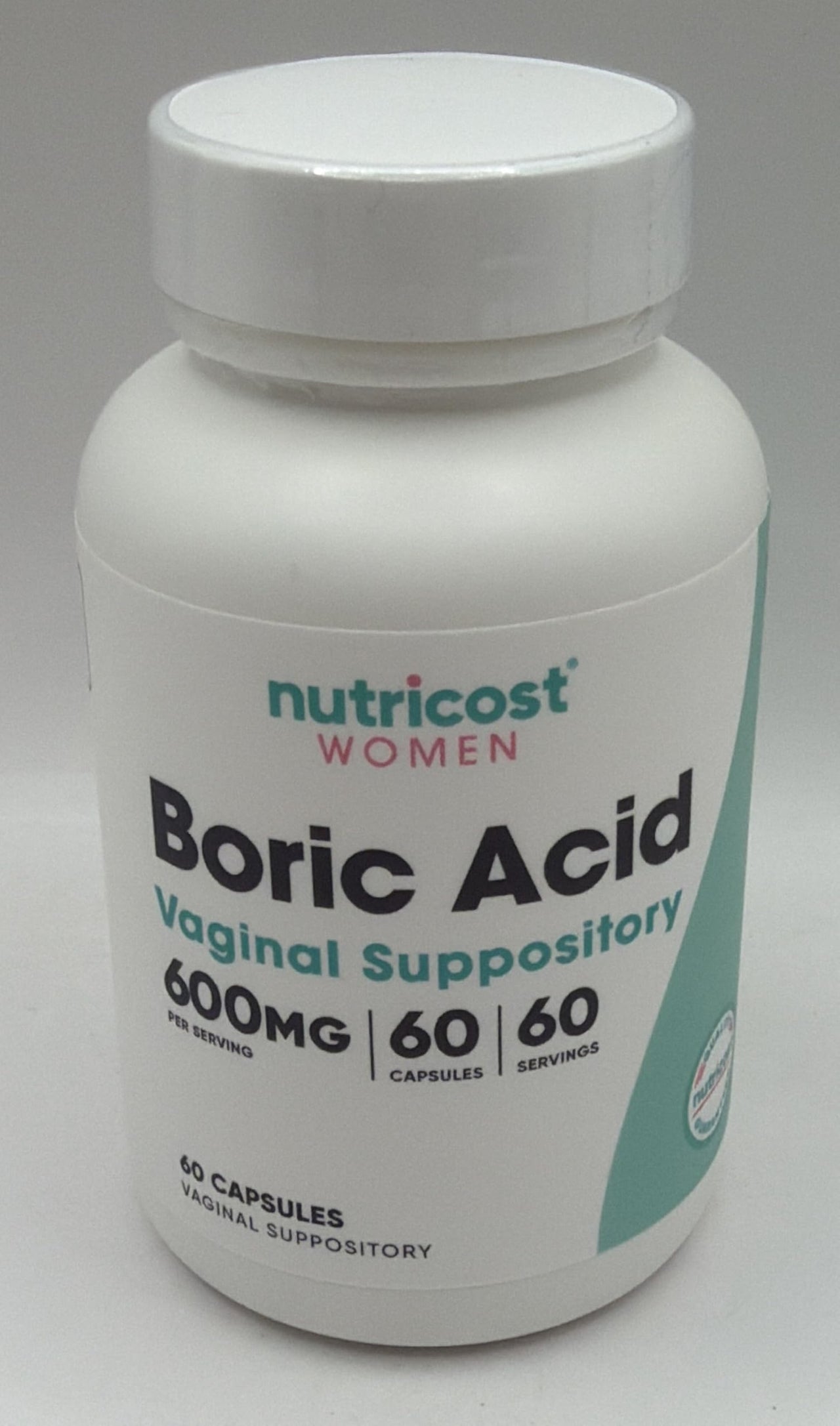Nutricost Boric Acid 600mg, 60 Capsules - Vaginal Suppository - Non-GMO - for Women