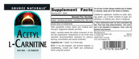 Thumbnail for Source Naturals Acetyl L-Carnitine, 500mg, 30 Tablets