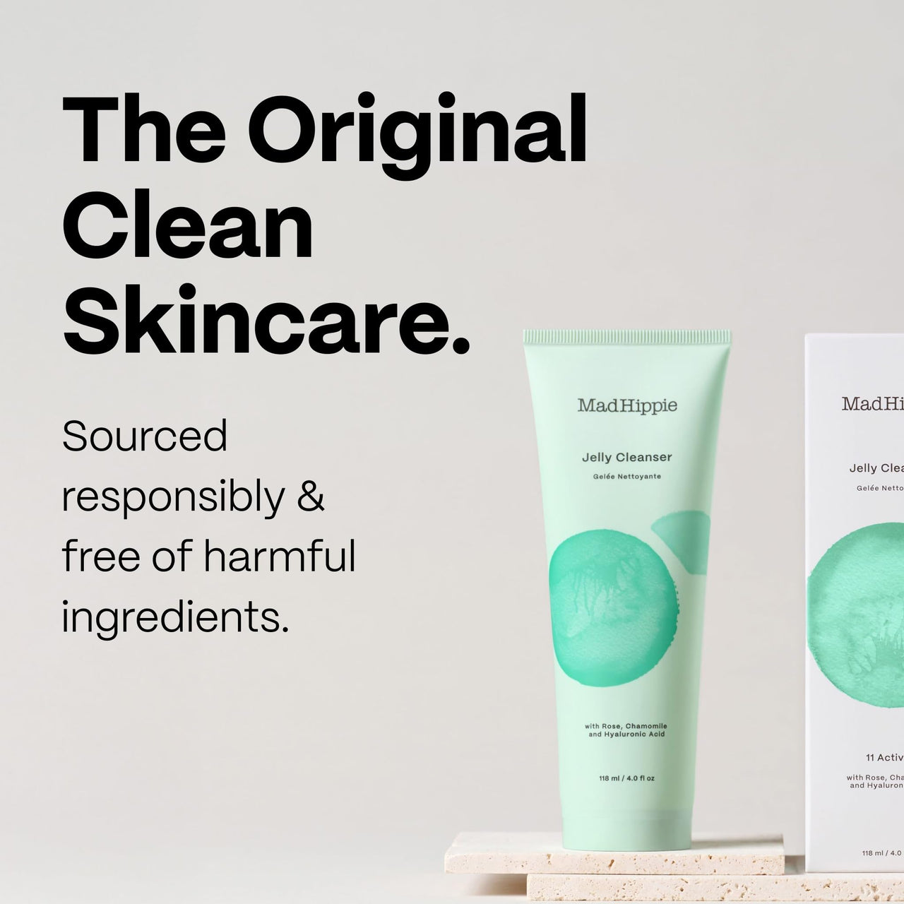 Mad Hippie Gel Cleanser - Jelly to Milky Hydrating Face Wash for Women/Men with Rose, Chamomile, and Hyaluronic Acid, 4 FL OZ