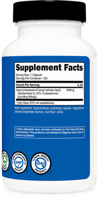 Thumbnail for Nutricost Turkesterone Dietary Supplement 600mg, 120 Capsules - Vegetarian, Non-GMO & Gluten Free