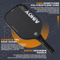 Thumbnail for Aihoye PRO Pickleball Paddles- Raw T700 Carbon Fiber Textured Surface (CFS) with High Grit & Spin, Pickleball Paddles Set of 2 with 16MM Polypropylene Honeycomb Core, USAPA Approved