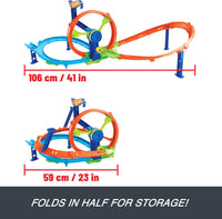 Thumbnail for Hot Wheels Toy Car Track Set, Launch and Loop Playset & 1:64 Scale Die-Cast Vehicle, Crash Area on Figure 8 Track with Loop-Kicker Booster