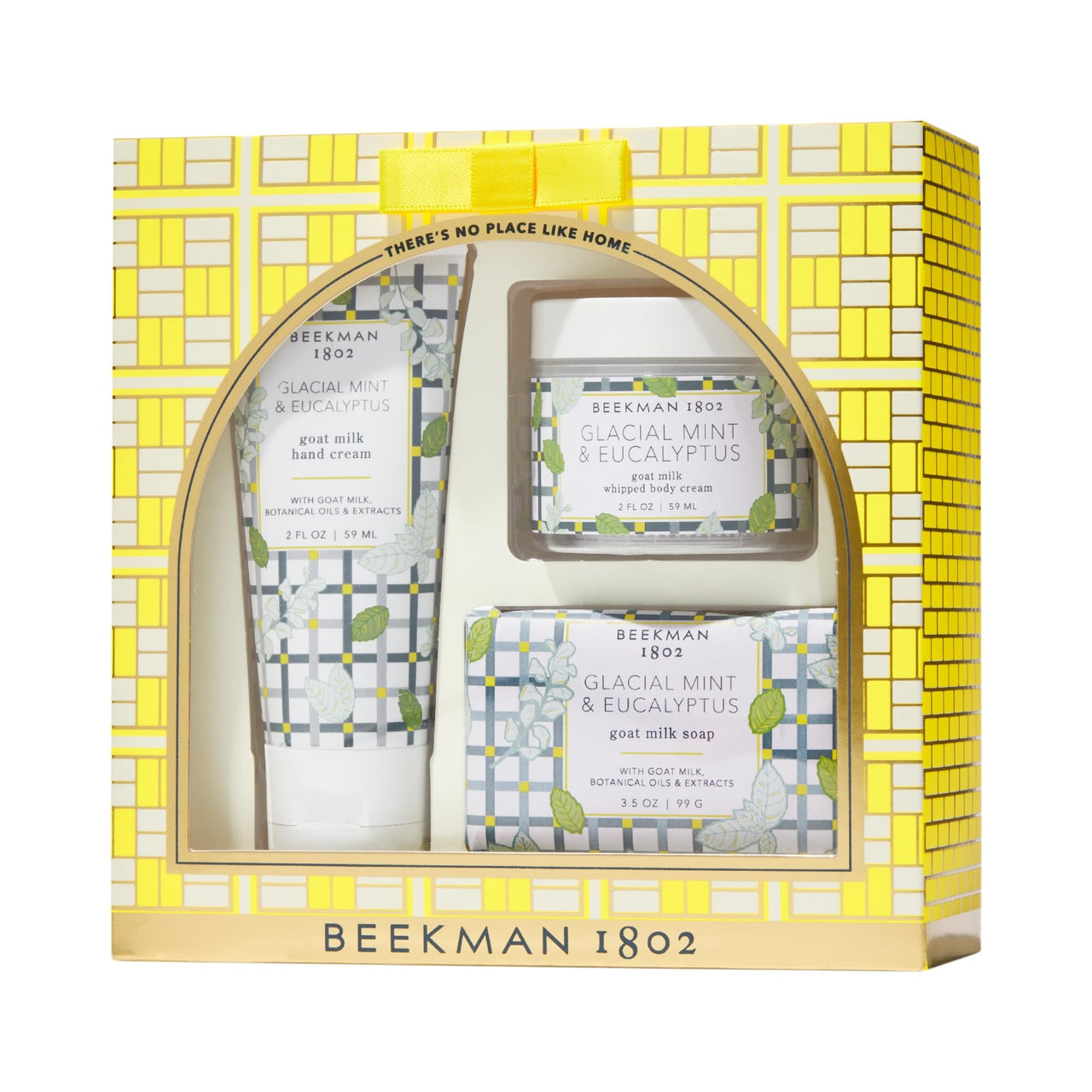 Beekman 1802 At-Home Spa Day Glacial Mint & Eucalyptus Gift Set - Set of 3 - Scented - Cleanses, Moisturizes & Hydrates - With Lactic Acid & Shea Butter - Good for Sensitive Skin - Cruelty Free